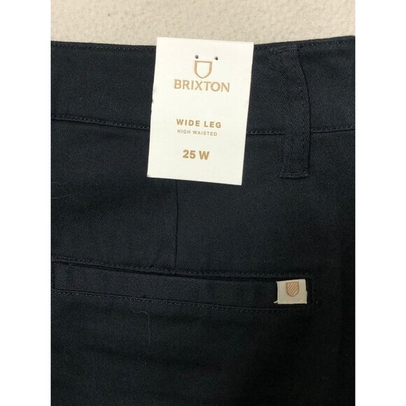 Brixton Wide Leg Pants Womens 25 High Waisted Black Chino Relaxed Fit - Picture 2 of 7